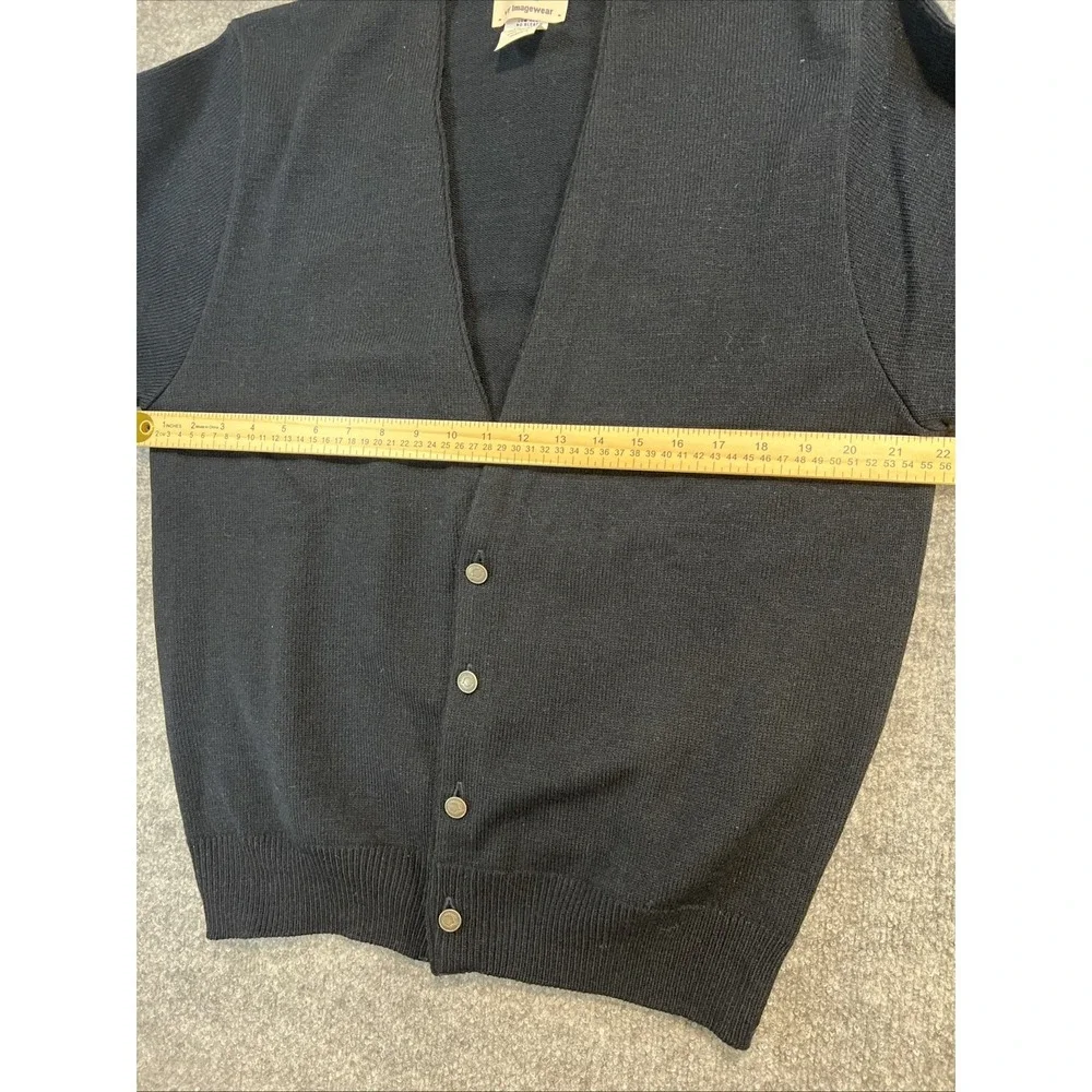 Vintage VF Imagewear Black V-Neck Cardigan Sweater - Made in USA - Men's Size L